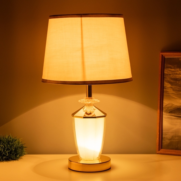 Лампа настольная Лампа настольная "Яиме" 1х40Вт Е27 1х3Вт LED золото 25х25х42см