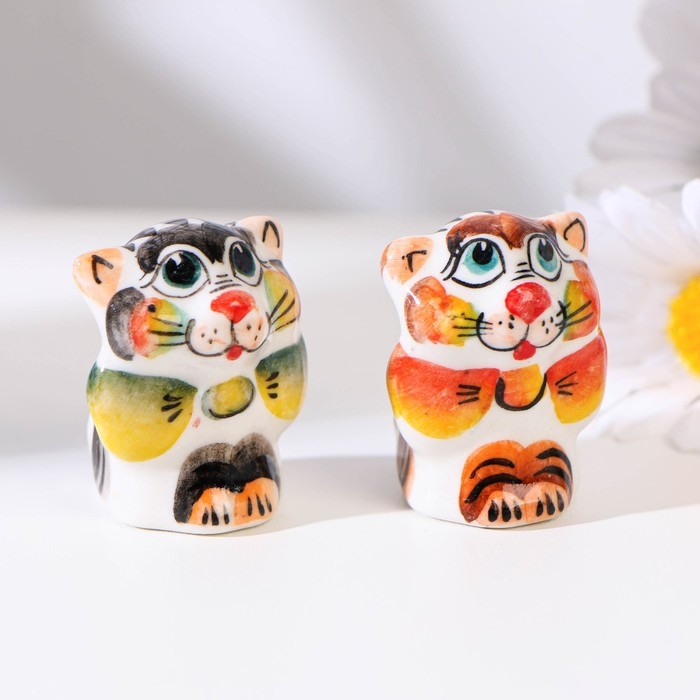 Сувенир «Кот с бантом», 3 см, цвет, гжель Сувенир «Кот с бантом», 3 см, цвет, гжель