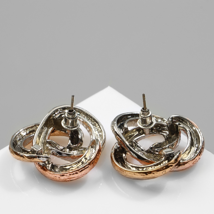 Серьги металл «Переплетение» трио, цвет серебряно-золотой Серьги металл «Переплетение» трио, цвет серебряно-золотой