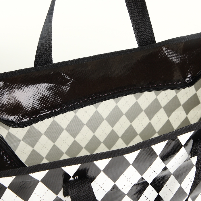 Сумка хозяйственная на молнии, цвет чёрный/белый Сумка хозяйственная на молнии, цвет чёрный/белый