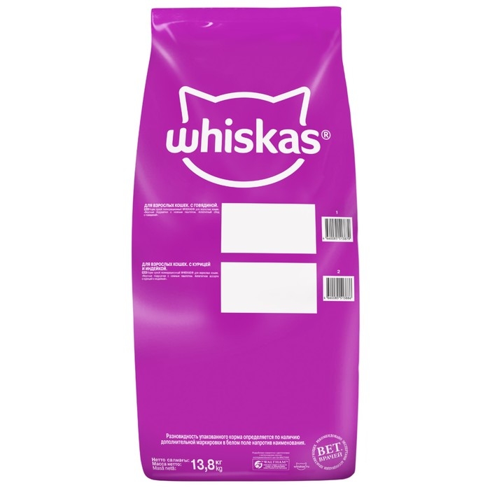 Сухой корм  Whiskas для кошек, говядина паштет, подушечки, 13,8 кг Сухой корм  Whiskas для кошек, говядина паштет, подушечки, 13,8 кг