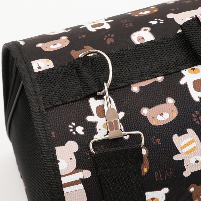 Сумка-переноска каркасная  Сумка-переноска каркасная "Медвежонки", размер L, 53 х 21 х 29 см, чёрный