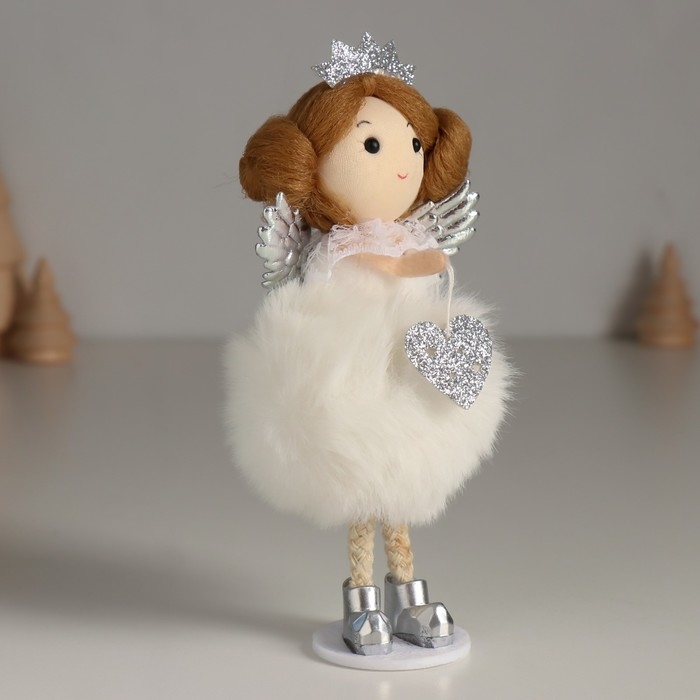 Кукла интерьерная "Принцесса-ангел в пушистом платье с сердечком" 7х7х16 см