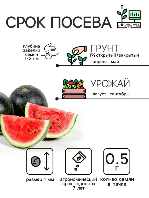 Семена Арбуз  Семена Арбуз "Огонек", 0,5 г