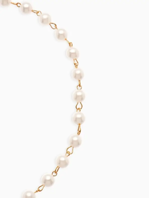 Колье с жемчугом &laquo;Сердце&raquo;, квадратное, шар №6, белое в золоте, L=40 см