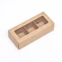 Коробка с обечайкой с окном «под 3 конфеты» 13×5×3.3 см, крафт