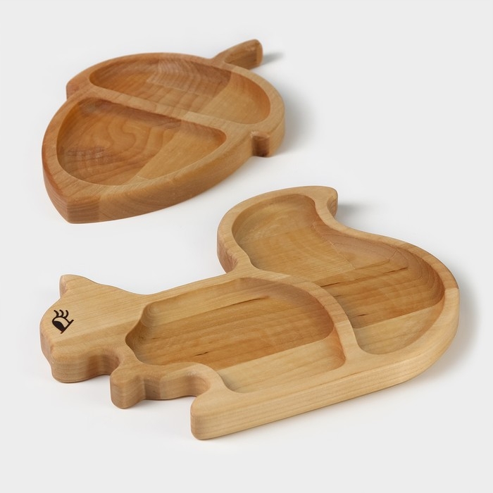 Подарочный набор деревянной посуды Adelica «Белка с орехом», менажницы: белка 25×19 см, орех 25×16 см, масло 100 мл, магнит в подарок Подарочный набор деревянной посуды Adelica «Белка с орехом», менажницы: белка 25×19 см, орех 25×16 см, масло 100 мл, магнит в подарок
