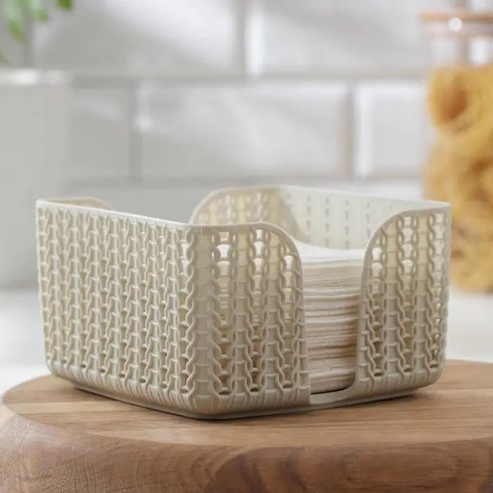 Салфетница IDEA &laquo;Вязание&raquo;, пластик, 14&times;14&times;8.5 см, серая