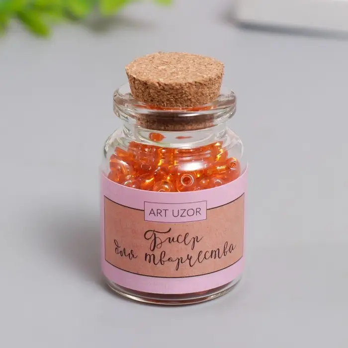 Бисер круглый 6/0 в бутылочке  Бисер круглый 6/0 в бутылочке "Оранжевый" прозрачно-цветной 20 гр