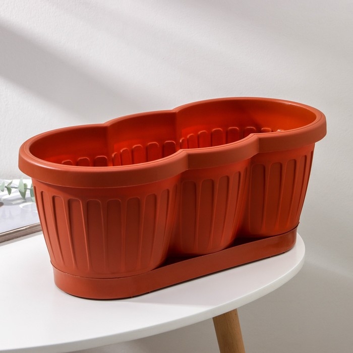 Ящик для цветов с поддоном «Гусеница», цвет МИКС Ящик для цветов с поддоном «Гусеница», цвет МИКС