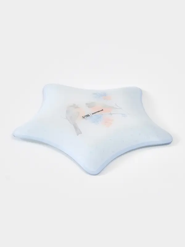 Блюдо новогоднее сервировочное Доляна &laquo;Снегири на ветке&raquo;, d=19 см, стекло, голубое