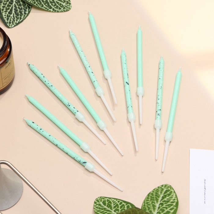 Свечи для торта Свечи для торта "Блестящая вечеринка", 10 шт, голубые