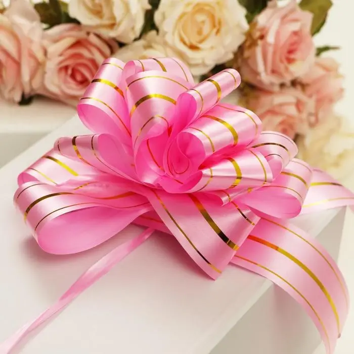 Бант - шар №5 «Золотые полосы», розовый Бант - шар №5 «Золотые полосы», розовый
