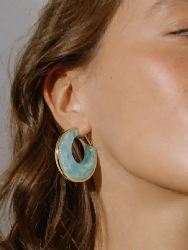 Серьги-кольца акрил &laquo;Тренд&raquo;, голубые в золоте