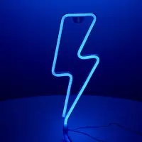 Неоновая вывеска &laquo;Молния&raquo; 13&times;33.5 см, батарейки ААх3 (не в комплекте), USB, свечение голубое