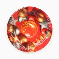 Тарелка одноразовая бумажная «Воздушные шары фольга», красная 18 см