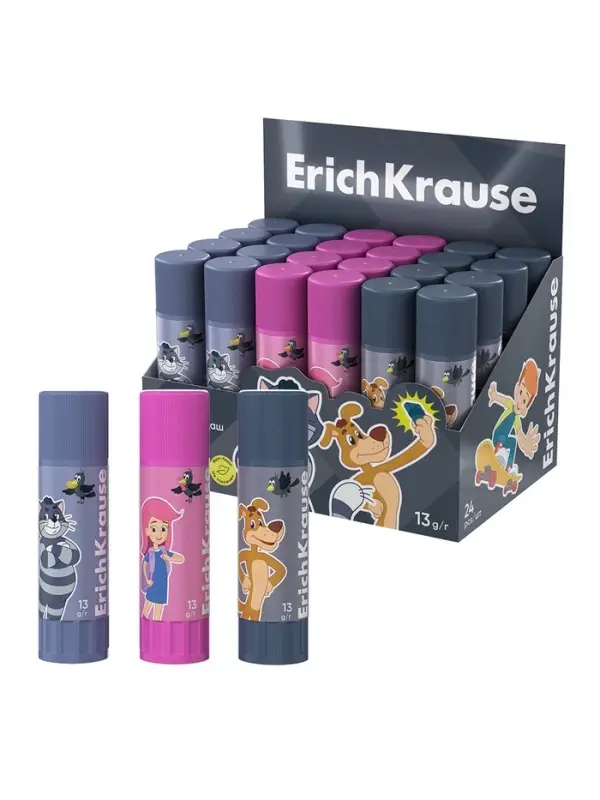 Клей-карандаш, ErichKrause EasyStick Простоквашино, PVP, экономичный расход, 15 г, МИКС