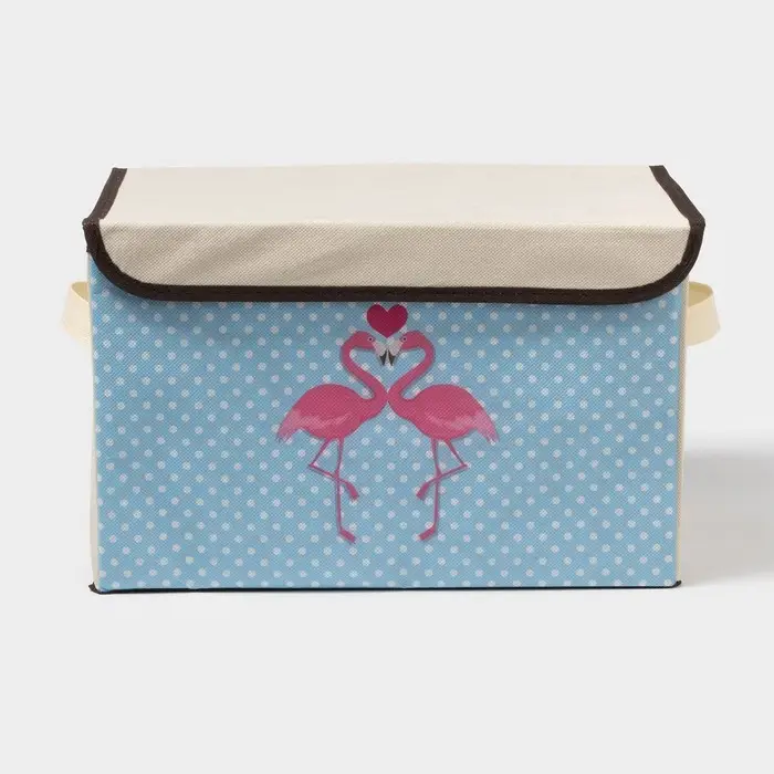 Короб стеллажный для хранения с крышкой &laquo;Фламинго&raquo;, 39&times;25&times;25 см, бежевый