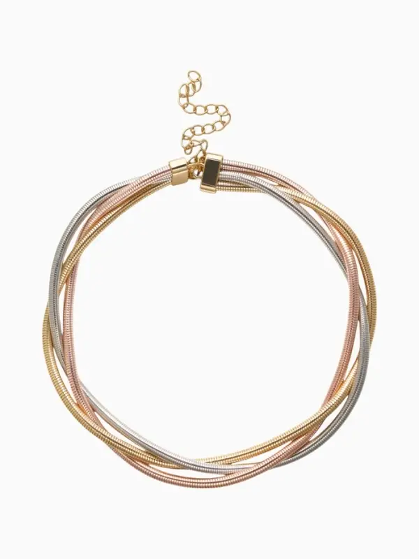 Чокер «Многослойный» крупный металлический, разноцветный