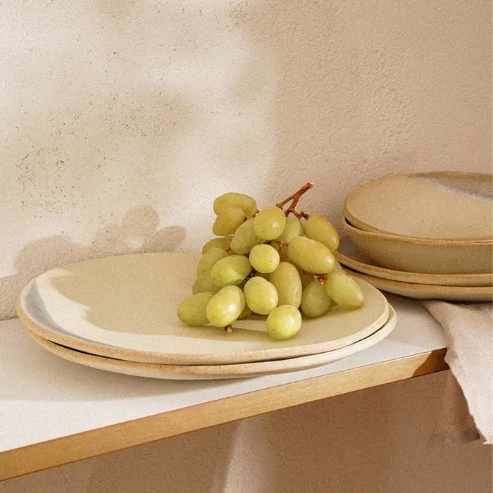 Тарелки SL Home &laquo;Волны Сардинии&raquo;, d=21.5 см, фарфор, набор 2 шт., бежевые