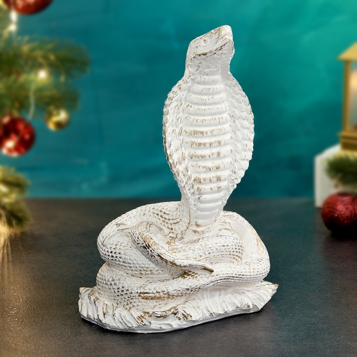 Фигура Фигура "Кобра" 24см, белое золото