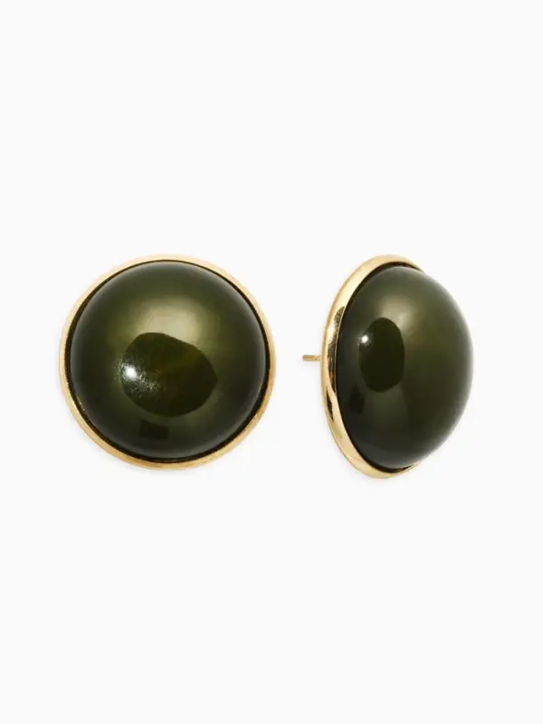 Серьги акрил "Стиль", круг, цвет зелёный в золоте