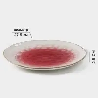 Тарелка Доляна &laquo;Космос&raquo;, d=27.5 см, фарфор, белая, красная