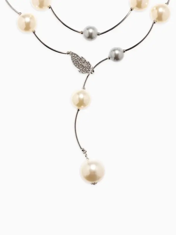 Колье &laquo;Флёр&raquo;, шарики, бело-серое в серебре, длина регулируемая, №12, бусины №16, №20, 40-87 см