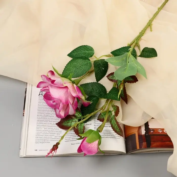 Цветы искусственные &laquo;Роза душистая&raquo;, 9&times;50 см, бело-сиреневый МИКС