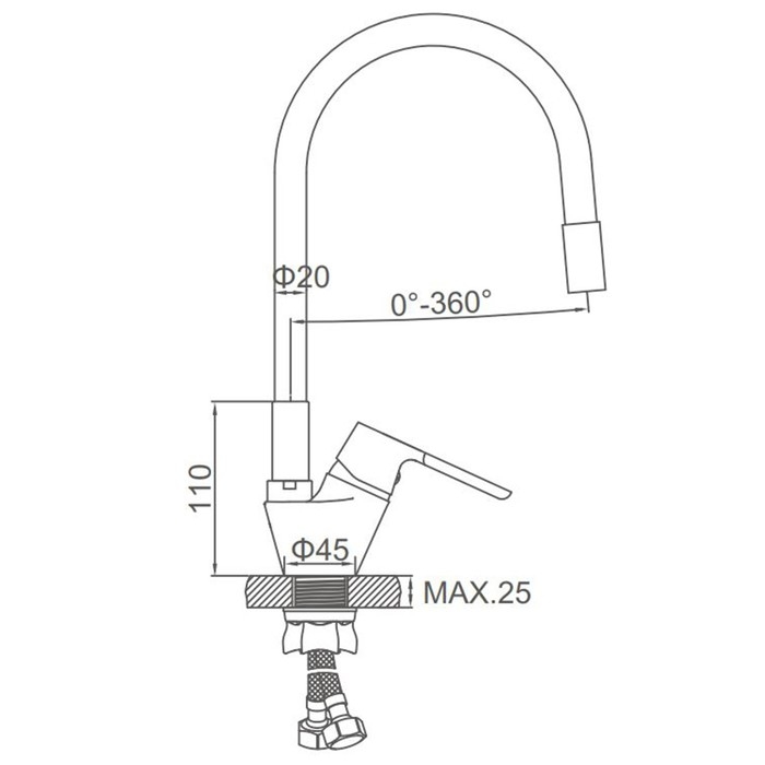 Cмеситель для кухни Accoona A4819G, однорычажный, силиконовый излив, латунь, белый/хром Cмеситель для кухни Accoona A4819G, однорычажный, силиконовый излив, латунь, белый/хром