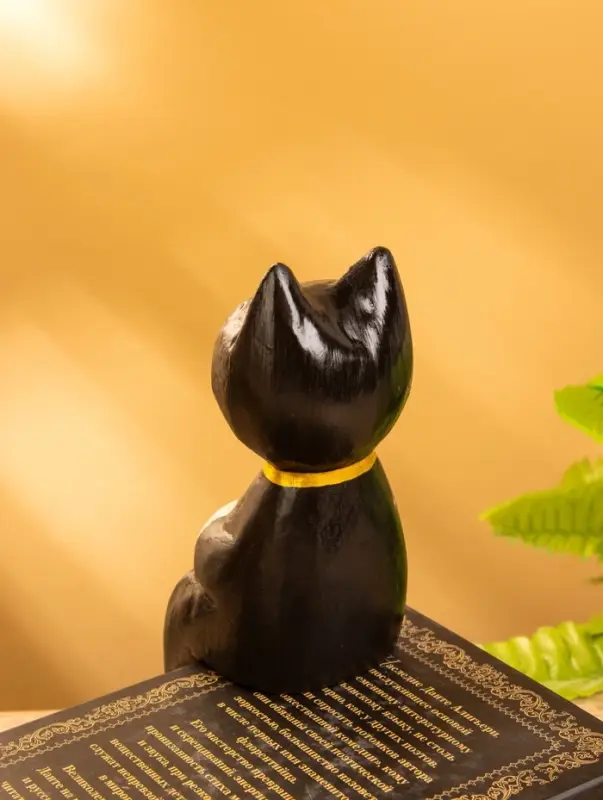 Сувенир «Кот сидячий», 5×6×15 см, дерево, чёрный
