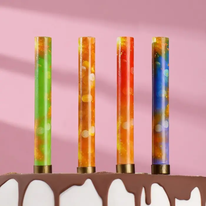 Свечи фонтаны для торта «Неон», 12.5 см, 40 секунд, цветное пламя, 4 шт.