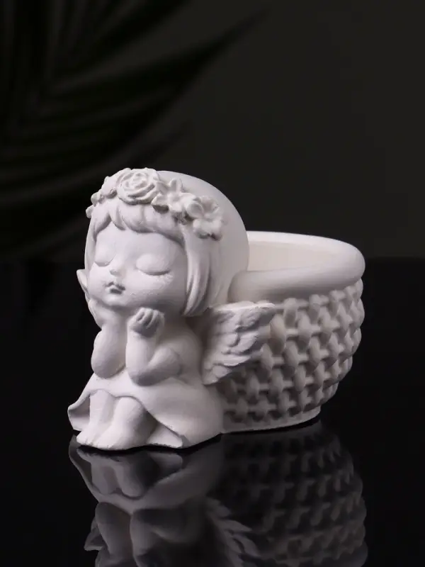 Подсвечник на 1 свечу &laquo;Ангел с корзинкой&raquo;, гипс, 9&times;6.5&times;7 см
