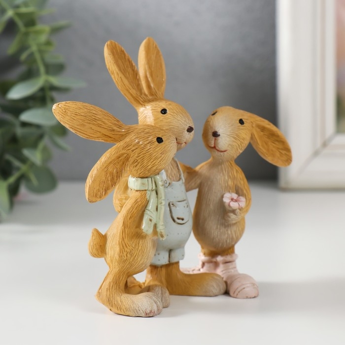 Сувенир полистоун Сувенир полистоун "Зайчата - три друга" 11,5х5х11 см