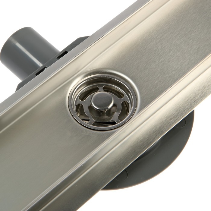 Трап ZEIN engr, c флaнцeм свободного вращ 360°, 7*60 см, d=40/50 мм, нерж сталь, сатин