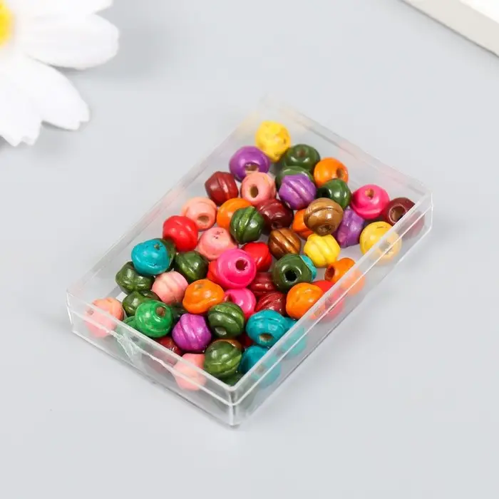 Бусины для творчества дерево в баночке "Шарики с фаской цветные" набор 30 шт d=0,7 см