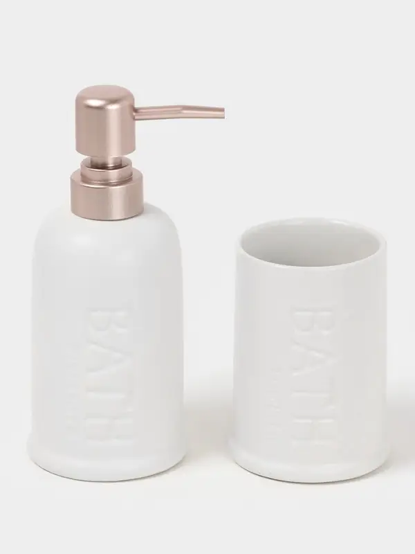 Набор для ванной &laquo;Бэкки&raquo;, 3 предмета, мыльница, дозатор для мыла, стакан, белый