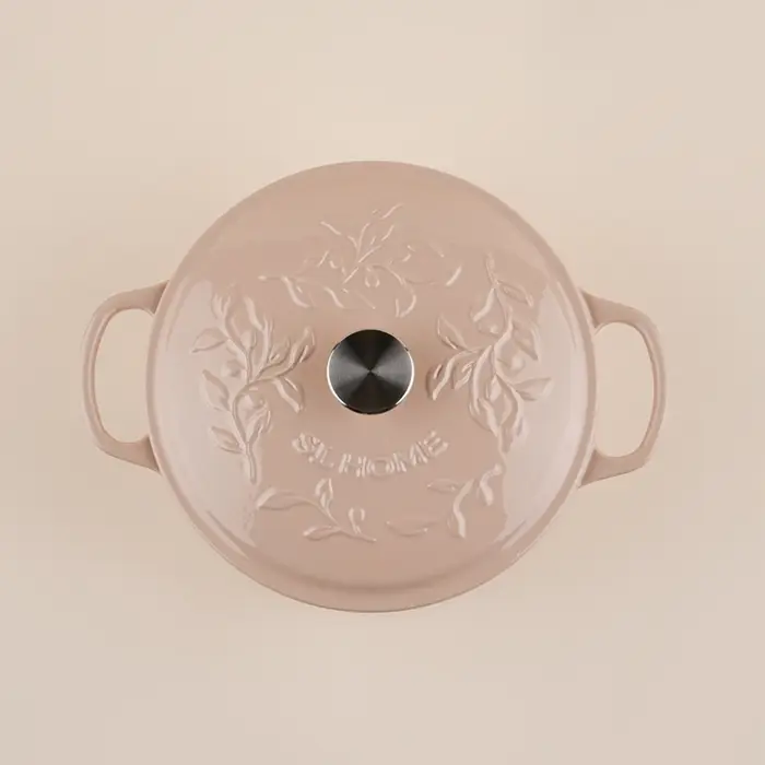 Кастрюля чугунная SL Home, 4.2 л, d=24.5 см, h=11 см, с крышкой, эмалированное покрытие, индукция, бежевая