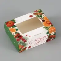 Коробка подарочная новогодняя, складная 10&times;8&times;3.5 см &laquo;Мандарины&raquo;