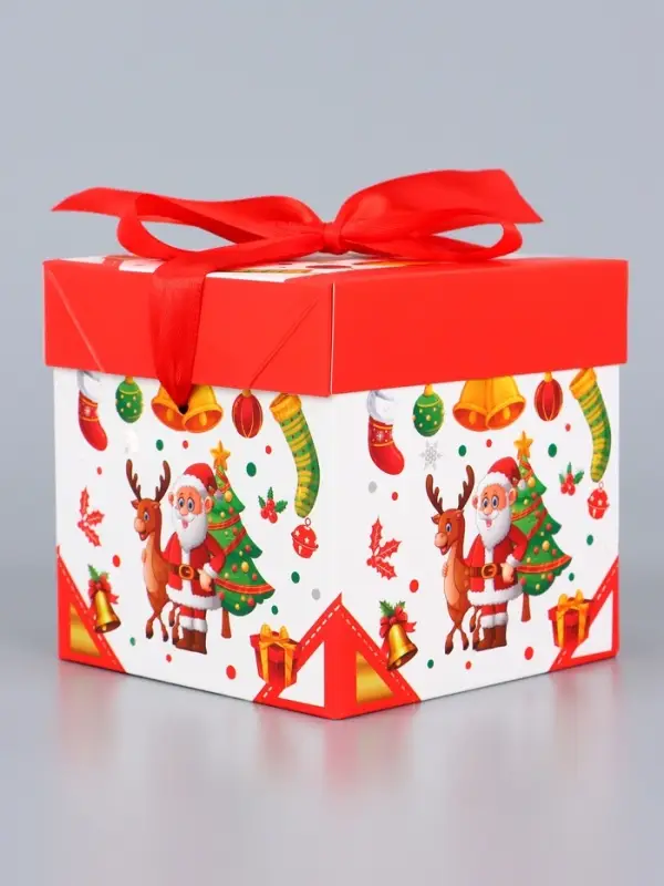 Коробка Самосборная Коробка Самосборная "Дед мороз и Елка" 15х15х15 см 10724301