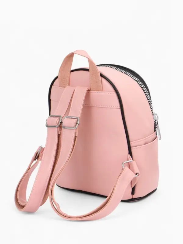Рюкзак-мини женский на молнии, с карманом, размер 21&times;12&times;27 см, розовый