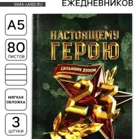 Ежедневник А5, 80 л., мягкая обложка, набор 3 шт. &laquo;Настоящему герою&raquo;