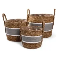 Кашпо плетёное для цветов &laquo;Инга&raquo;, коричнево-серое, набор 3 шт.