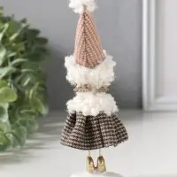 Сувенир полистоун "Ангелочек в клетчатом наряде с мехом, с лисичкой" 5х4х17,5 см