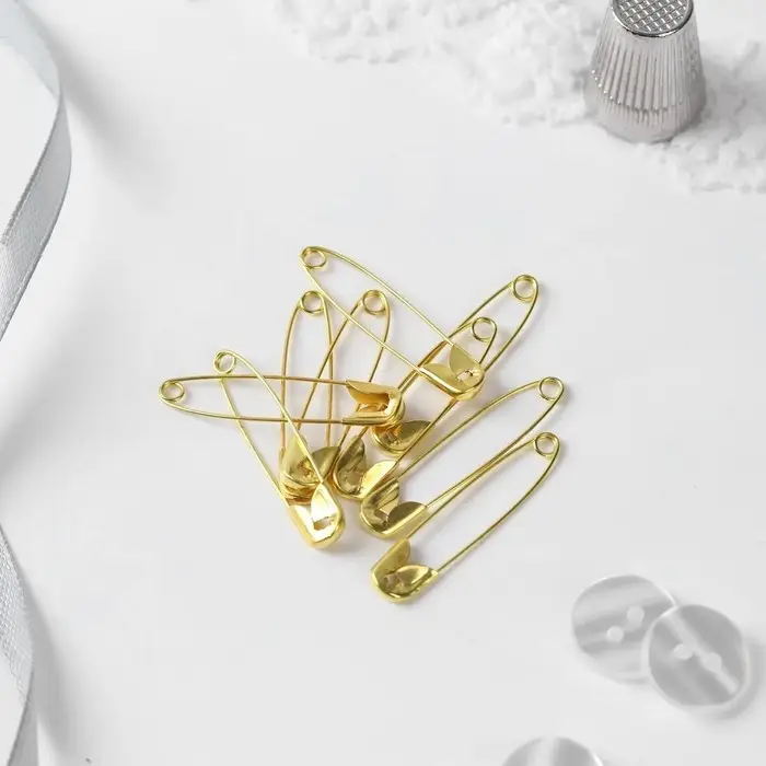 Булавки английские, 37 мм, 10 шт., цвет золотой