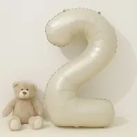 Шар фольгированный 40" Цифра 2, цвет «Взбитые сливки»