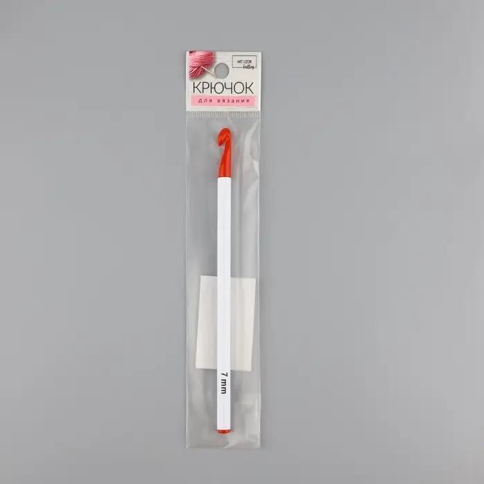 Крючок для вязания, d=7 мм, 16 см, цвет белый/красный Крючок для вязания, d=7 мм, 16 см, цвет белый/красный