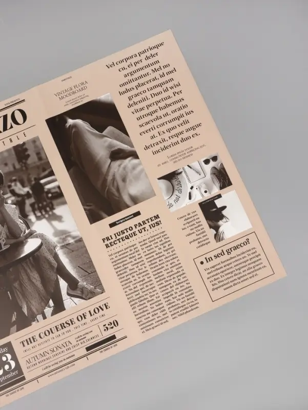 Плёнка флористическая &laquo;Газета любви&raquo;, бежевый, 65 мкм, 50&times;57&plusmn;1 см