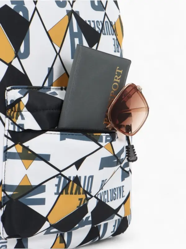 Рюкзак школьный на молнии, с карманами, с принтом, 30&times;13&times;42 см, жёлтый