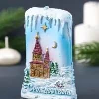 Свеча декоративная &laquo;Ледяная&raquo; 7&times;3.5&times;10.5 см, голубой